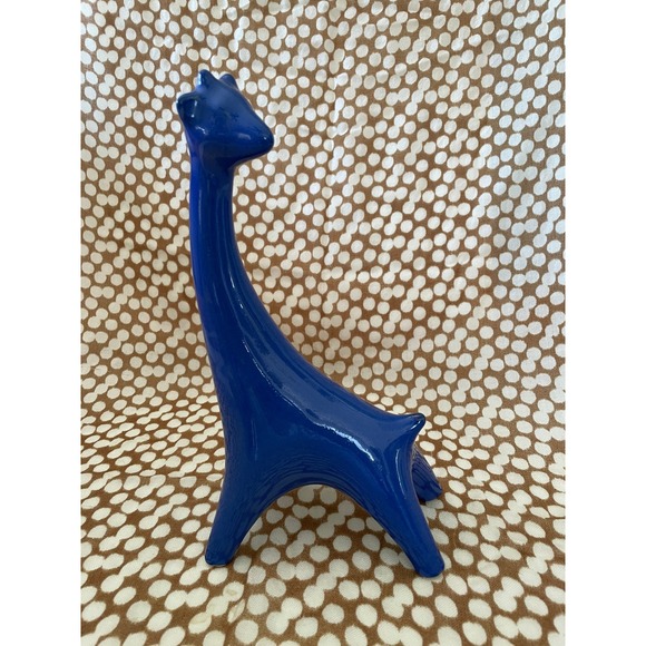 Blue Giraffe Figurine - Ceramic Decor Art Sculpture Animal Statue - Picture 1 of 10